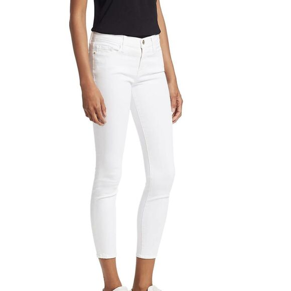 Frame Le Color Mid-Rise Crop Skinny Jeans White - Picture 1 of 11